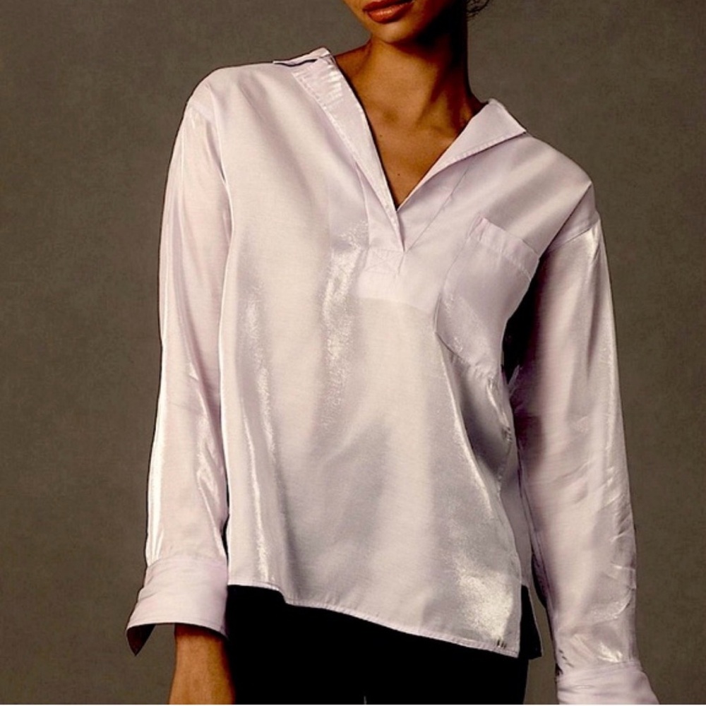 Anthropologie Pilcro Lavender Satin Blouse size Medium